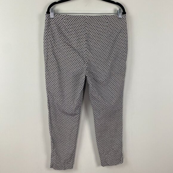 Chicos So Slimming Ankle Pants Size 2 US 12 Large White Black Geometric Pull On - Picture 4 of 10